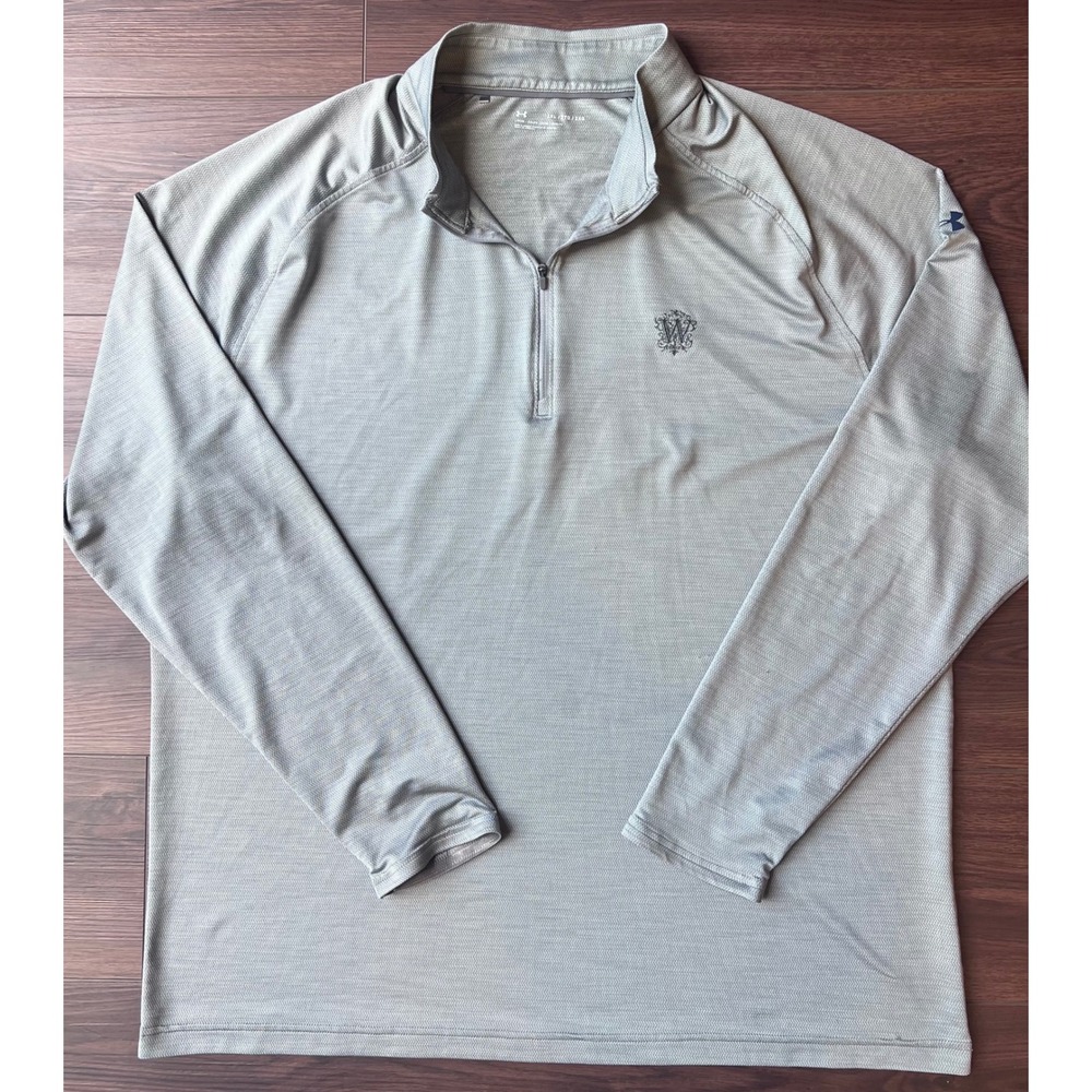 Under Armour Mens 2XL Gray Herringbone 1/4 Zip Wedgewood Country Club Pullover
